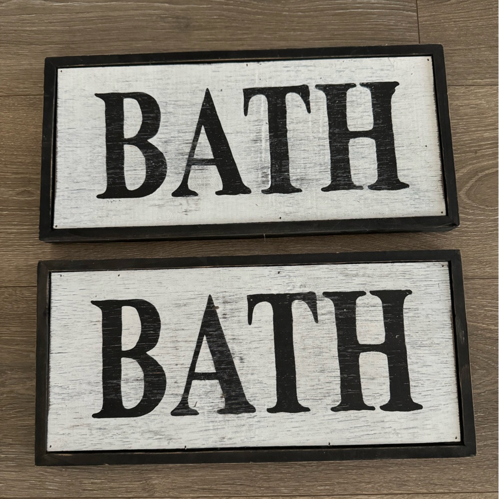 Farmhouse Rustic Wooden Bath Signs